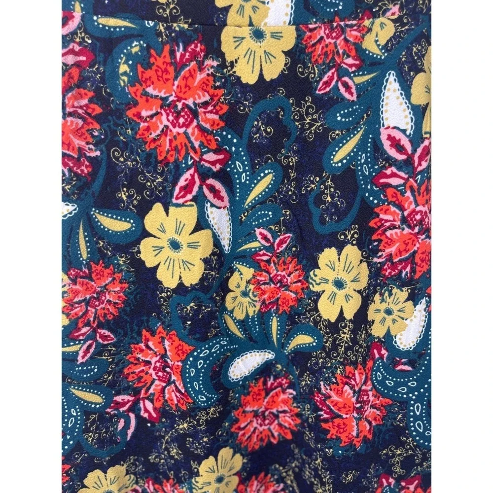 LuLaRoe Cassie Pencil Skirt XL‎ NWT Floral Paisley Navy Red Yellow Stretch Midi